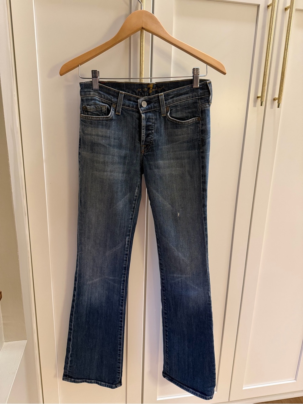 Y2K 7 For All Mankind Women's Dark Blue Boycut Jeans- 26